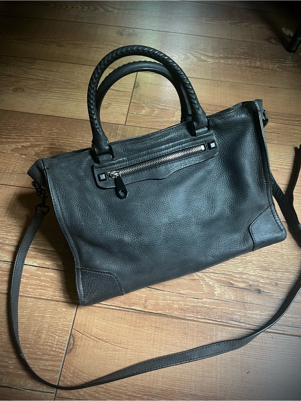 Rebecca Minkoff black leather bag with removable strap